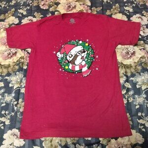 Buc-ee's Never Calm Always Bright Christmas Medium (M) 100% Cotton Red Tee Shirt
